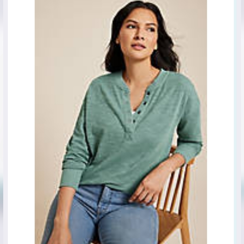 NEW! Maurices Henley Pullover in Academy Green, Size Small